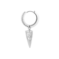 S925 sterling silver hoop earrings with half-pavé diamonds and a sleek cone pendant - 925 Silver / White Gold