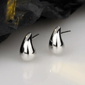 Pendientes de gota en plata de ley S925 con un acabado de espejo altamente pulido - Plata 925 / Bañado en Platino (Con Cierres de Plata)