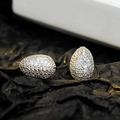 Boucles d'oreilles ovales minimalistes en argent S925 avec pavé de zircons - Argent 925 / Platine (Avec Bouchons d'Oreille en Argent)