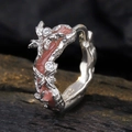 S925 sterling zilveren oorringen met oranje emaille en fonkelende kristallen - 925 zilver / Kersenbloesem Roze (Enkel)