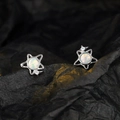 Elegant S925 sterling silver star stud earrings with colorful opal and white zircon - 925 Silver / White Gold
