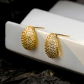 Boucles d'oreilles minimalistes en argent S925 doré en forme de goutte et cristaux - Argent 925 / Or 18K (avec bouchon d'oreille en argent)
