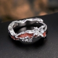 Onregelmatige S925 sterling zilveren ring met bruin emaille en zirkoonstenen - 925 zilver / Rouge Roze (Enkel)