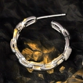 Pendientes de cadena de plata de ley S925 en acabado mixto de oro y plata fina - Plata 925 / Plateado