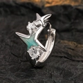 S925 Silber Creolen mit blauem Emaille Stern und funkelnden Zirkonia Steinen für Damen - 925er Silber / Weißgold (Einzeln)
