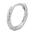 Orecchini a cerchio in argento S925 martellato con tre piccoli zirconi bianchi - Argento 925 / Oro Bianco (Singolo)