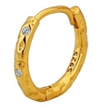 Orecchino a cerchio in argento S925 placcato oro con texture martellata e zirconi - Argento 925 / Placcato Oro 18K (Pezzo singolo)