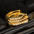 Vergoldete S925 Silber Creolen mit drei Reihen funkelnder Zirkonia im geometrischen Design - 925er Silber / 18K Gold