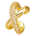 Polsino auricolare dorato a forma di X con micro-pave di zirconi e finitura a specchio - Argento 925 / Placcato Oro 18K (Pezzo singolo)