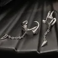S925 Sterlingsilber Nagel-Ohrklemme mit funkelndem Zirkonia und langen Quasten - 925er Silber / Weißgold (Einzeln)