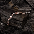 Designer S925 zilveren armband met organische schakels en oranje emaille inleg - Rouge Roze (Witgoud Verguld)