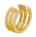 Χρυσό σκουλαρίκι ear cuff με τρία επίπεδα και μικροσκοπικά κρύσταλλα ζιργκόν για γυναίκες - Ασήμι 925 / Χρυσό 18Κ