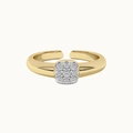 Luxurious S925 sterling silver gold plated open ring with square pavé zircon setting - 18K Gold