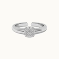 Elegant S925 sterling silver open ring with square cubic zirconia cluster inlay - White Gold