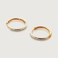 Elegant gold hoop earrings with white zircon accents in a 45-degree side view - 925 Silver / 18K Gold
