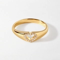 Eleganter S925 Sterling Silber Ring mit hohlem Herz und funkelnden Mikrozirkonia - US 6 / 18K Gold
