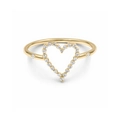Minimalistischer S925 Sterlingsilber Ring mit hohlem Herz und funkelnden Diamanten besetzt - HK Größe 13 (US Größe 6) / 18K Gold