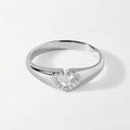 Minimalistischer S925 Sterlingsilber Ring mit hohlem Herz und funkelnden Zirkonia-Steinen - US 6 / Weißgold