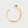 Minimalist S925 sterling silver open ring with polished gold finish and teardrop detail - Size 14 (Open Adjustable) / 18K Gold