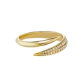 Polished S925 sterling silver gold snake-tail ring featuring pavé-set clear crystals - Size 14 (Open Adjustable) / 18K Gold