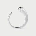 Minimalist S925 sterling silver open ring with polished asymmetric teardrop design - Size 14 (Open Adjustable) / White Gold