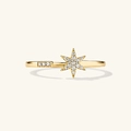 Elegant gold S925 sterling silver hexagram ring with shimmering zircon stones for women - Size 14 (Open Adjustable) / 18K Gold
