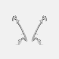 Elegantes pendientes trepadores de plata S925 con circonitas de corte marquesa y pavé fino - Plata 925 / Bañado en Platino (Con Cierres de Plata)