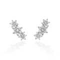 Sparkling S925 sterling silver hexagram stud earrings with zircon stones on white background - 925 Silver / White Gold
