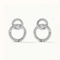 Elegant S925 sterling silver interlocking double hoop earrings with sparkling zircon accents - 925 Silver / White Gold