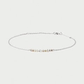 Elegant S925 sterling silver chain bracelet with eleven pastel-colored cubic zirconia gems - White Gold