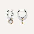 S925 sterling silver hoop earrings with vibrant multi-color cubic zirconia stones - 925 Silver / White Gold