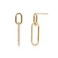 Orecchini a doppio ovale in argento S925 dorato con pietre di zircone scintillanti - Argento 925 / Oro 18K