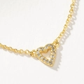 Minimalist S925 sterling silver heart necklace with pavé stones and gold chain finish - 925 Silver / 18K Gold