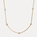 Collana in argento S925 placcato oro 18K con cinque zirconi incastonati a castone - Argento 925 / Oro 18K