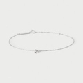 Minimalist S925 sterling silver thin chain bracelet with tiny cylindrical pendant for women - 925 Silver / Silver