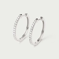 Eleganti orecchini a cerchio in argento sterling S925 con zirconi scintillanti - Argento 925 / Stile Oro Bianco