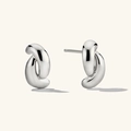 Gepolijste S925 sterling zilveren gedraaide oorknopjes met abstract minimalistisch design - 925 zilver / Zilver