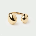 Minimalistischer S925 Silberring mit poliertem asymmetrischem Kiesel-Design - Größe 14 (Offen Verstellbar) / 18K Gold