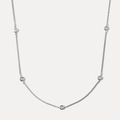 Collana minimalista in argento 925 con cinque pietre di zircone cubico incastonate a cerchio - Argento 925 / Oro Bianco