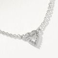 Elegant S925 sterling silver hollow heart necklace with sparkling zircon pave setting - 925 Silver / White Gold