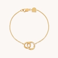 Elegantes S925 Sterlingsilber Armband mit verschlungenen Ringen und glänzenden Zirkonia - 925er Silber / 18K Gold