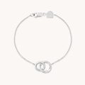 Elelegantes 925 Sterling Silber Armband mit zwei ineinandergreifenden Ringen und Zirkonia - 925er Silber / Weißgold