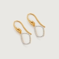 Pendientes de plata S925 con rombo hueco chapado en oro y circonitas brillantes - Plata 925 / Oro de 18K