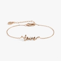 Bracciale in argento sterling S925 con ciondolo LOVE in oro rosa e chiusura a moschettone - Oro 18K