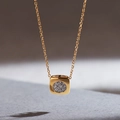 S925 Sterling Silver geometric square necklace with shimmering micro-pave center - 925 Silver / 18K Gold