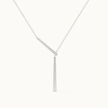 Collar en Y de plata S925 con barra de circonitas y colgante geométrico pulido - Plata 925 / Oro Blanco
