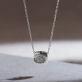 Minimalist S925 sterling silver necklace with a geometric square cubic zirconia pendant - 925 Silver / White Gold