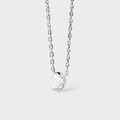 Minimalist S925 silver necklace with a round solitaire zircon in a streamlined halo setting - 925 Silver / White Gold