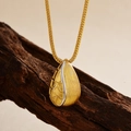 S925 sterling silver teardrop pendant necklace with brushed gold and silver finish - 925 Silver / 18K Gold and White Gold