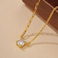 Elegante collana in argento S925 dorato con pendente in zircone e catena a maglie miste - Argento 925 / Oro